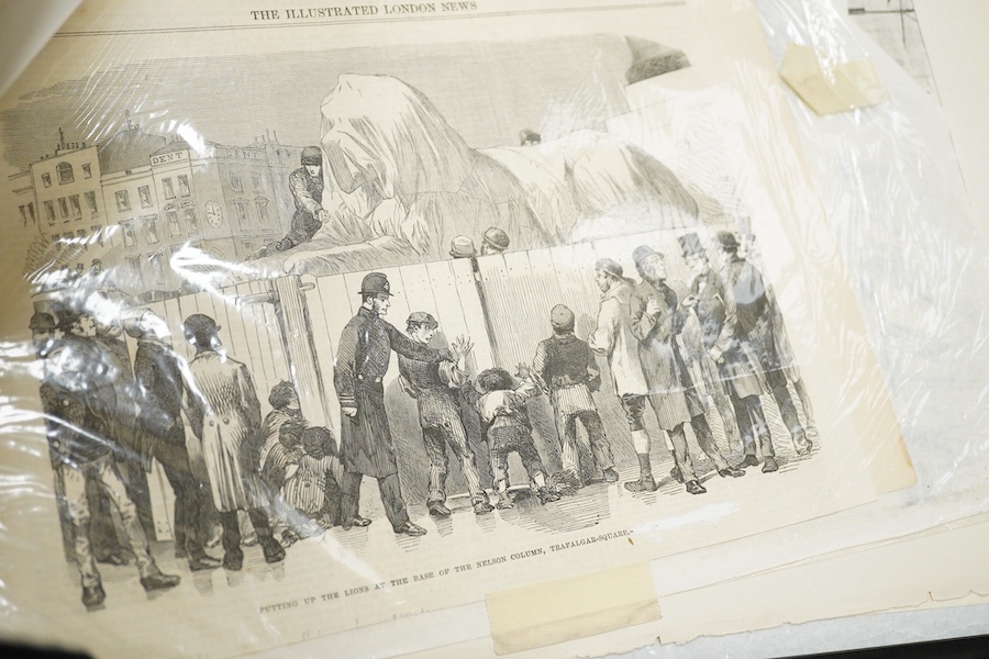 A quantity of 19th century unframed prints commemorating the Battle of Trafalgar and Nelson, many from the Illustrated London News to include ‘Ships of the British Navy’ and ‘HMS Victory on October 21st 1805 at Trafalgar